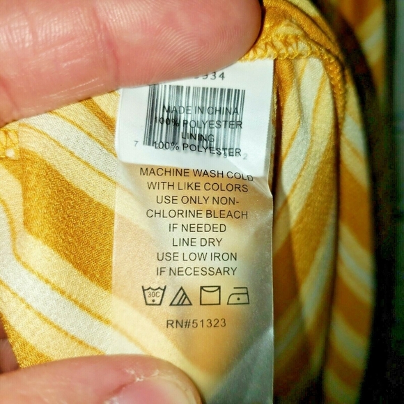 Vince Camuto Faux Wrap Dress Satin Striped Sleeveless Midi Flowy - Picture 8 of 8